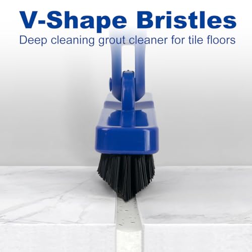 CELOX Grout Brush with Long Handle, Tile Grout Cleaner Brush for Tile Floors, for Shower Tile, for Cleaning Grout, Blue - color: Light Blue