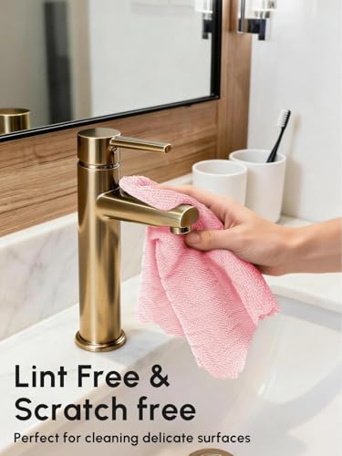 Microfiber Cleaning Cloths Roll 75 Pack 12x12 Inch Lint Free - color: Pink Ripple