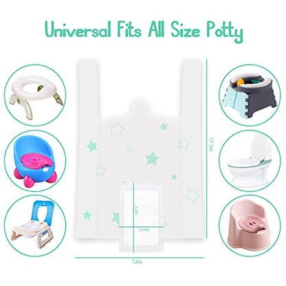 Potty Chair Liners, Portable Disposable Potty Liner Bags for Universal Potty Training Toilet Seat, Toddler Outdoors Travel Baby Toilet Liners - 60 Pack - size: 60 Pack
