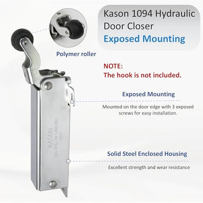 Awoco 1094 Hydraulic Door Closer, Exposed Mounting for Walk-in Coolers/Freezers by Kason - style: Exposed door closer