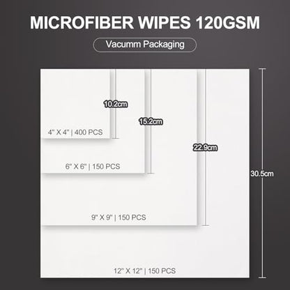 AAwipes Double Knit 100% Polyester Wipers Light Weight Version (120GSM, 6"X6", 150pcs/bag) Cleanroom Cloth Wipes Laser Sealed Edge, Ultra-Soft (CP12006) - size: 6"X6" 150Pcs