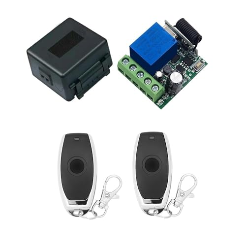 QIACHIP KR3001A DC 5V 6V 9V 12V 24V 60V Wireless Remote Switch 433Mhz 1 Channel Relay Receiver Momentary Toggle with 2 Transmitter for Gate Door,LED,Car - style: 1 receiver+ 2 transmitters