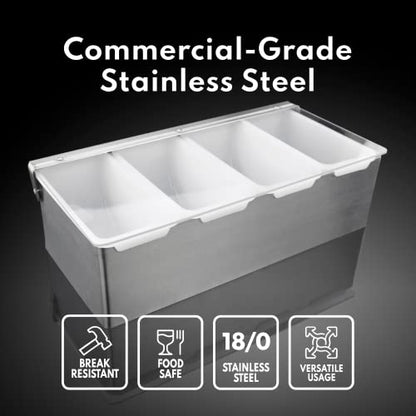 New Star Foodservice 48032 Stainless Steel Condiment Dispenser with 5 Compartments (No Ice Tray) - size: 5 Compartments