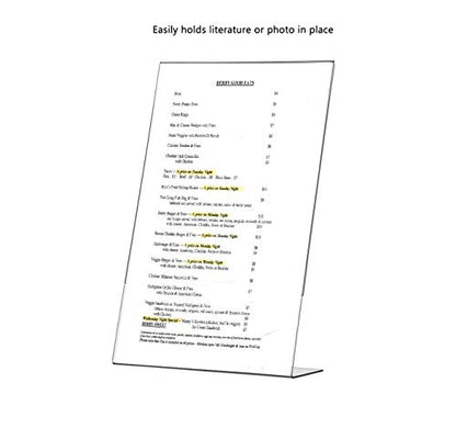 Marketing Holders 2 Pack Sign Holder 8.5" x 14" Countertop Clear Acrylic Side Loading Table Tent Display Stand for Printed Legal Size Paper Photo Display at Medical Office or Restaurants - size: 8.5"w x 14"h