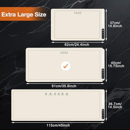 FYY Extra Large Warming Mat for Food, Rapid and Full Surface Heating Beige - color: Off White, size: XX Large Size: 36"x16"
