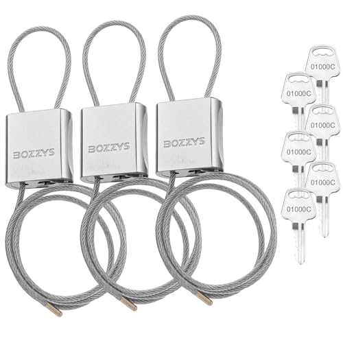 Adjustable Cable Locks with 6 Same Keys, 3.28ft (1m), 3-Pack, Silver - color: silver | 3pack-L 3.28ft(1m)-6 same keys | D 1/6in(4mm)