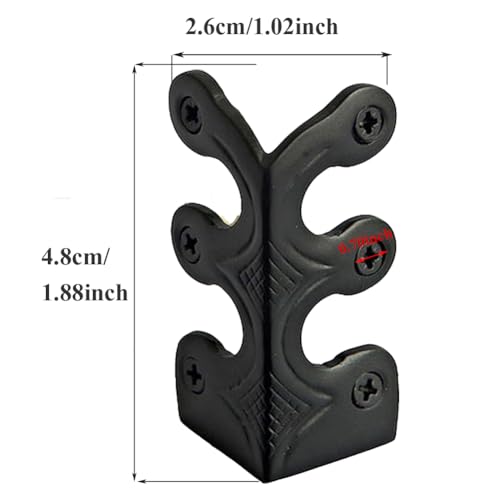 10 pcs Solid Brass Baseboard Corner Protectors, Skirting Board Corner Protectors, Vintage Metal Corner Protector Table Corner Edge Cover Safety Bracket with Screws (10, Black) - color: Black