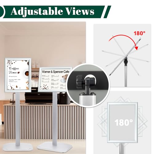 3 Pack Heavy Duty Pedestal Sign Holder 8.5 x 11" Floor Standing Sign Holder - color: Silver, size: 8.5x11in-3p