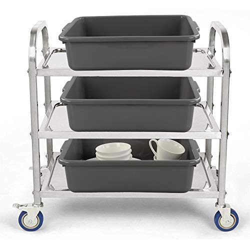 3-Pack 13 L Plastic Commercial Tote Box with Lid, Bus Tubs, Gray - color: gray, size: 13 L