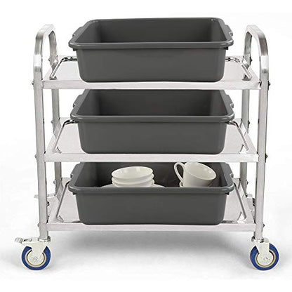 3-Pack 13 L Plastic Commercial Tote Box with Lid, Bus Tubs, Gray - color: gray, size: 13 L