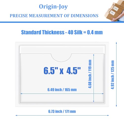 Origin-Joy 35 PCS Self Adhesive Index Card Pockets with Top Open, Clear Plastic Label Holder for Notes, Library and Business, Adhesive Label Pockets & Card Holder (6.5 x 4.5 inch) - size: 6.5 x 4.5 inch, style: Horizontal