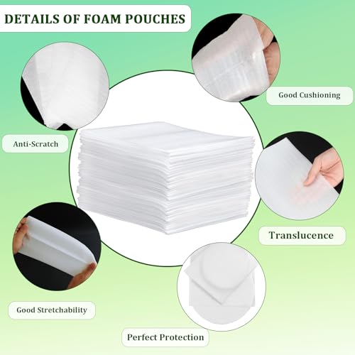 50 Pack Foam Pouches 8x16in, Cushion Foam Wrap for Moving - size: 8x16 inch