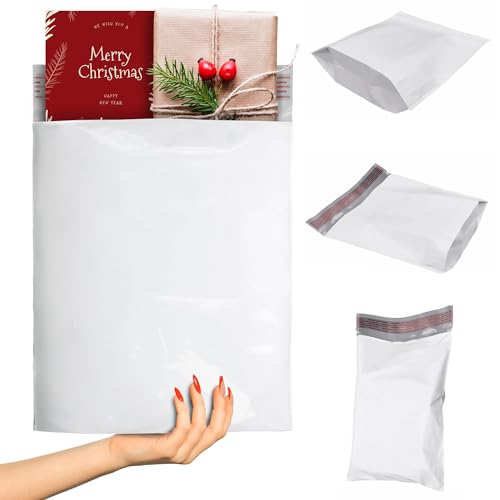ABC PACK & SUPPLY Gusseted Poly Mailers, 10 x 13 x 2 Inch, 2.5 Mil White Shipping Bags for Clothing, Self Seal Plastic Mailing Envelopes, Pack of 100 - size: 10" x 13" x 2" / 100 Pack