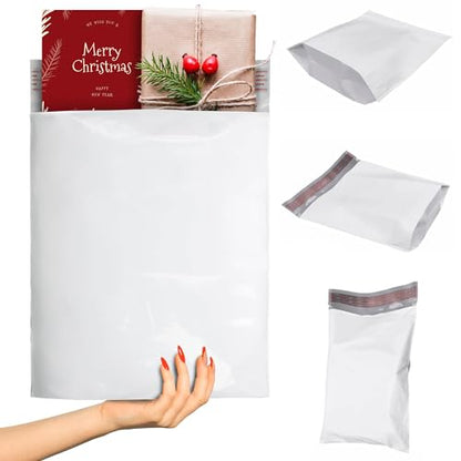 ABC PACK & SUPPLY Gusseted Poly Mailers, 10 x 13 x 2 Inch, 2.5 Mil White Shipping Bags for Clothing, Self Seal Plastic Mailing Envelopes, Pack of 100 - size: 10" x 13" x 2" / 100 Pack