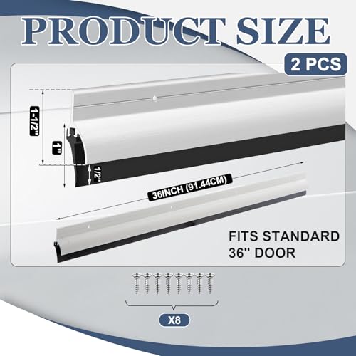 Hicarer 2 Pcs 2" x 36" Door Sweep with Rain Drip, Sliver - color: Sliver, size: 0.5625" W X 2" H X 36" L