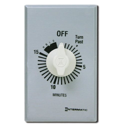 Intermatic FF15MH 15-Minute Spring Loaded Wall Timer, Brushed Metal
