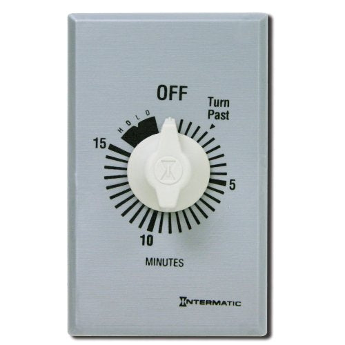 Intermatic FF15MH 15-Minute Spring Loaded Wall Timer, Brushed Metal