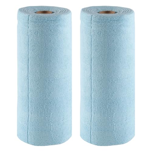 12" x 12" Microfiber Towel Roll, 100 Pack Blue Tear Away Cleaning Cloth