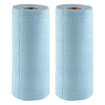 12" x 12" Microfiber Towel Roll, 100 Pack Blue Tear Away Cleaning Cloth