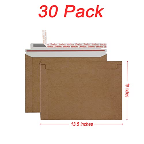 Bonfasvo Rigid Mailers 30 Pack 10 x 13.5 inches Brown Self Seal Stay Flat Bulk Cardboard Kraft No Bend Mailers Peel and Seal for Document Photos Pictures Papers Files CD - color: Brown, size: 10 x 13.5 Inch (30 Pack)