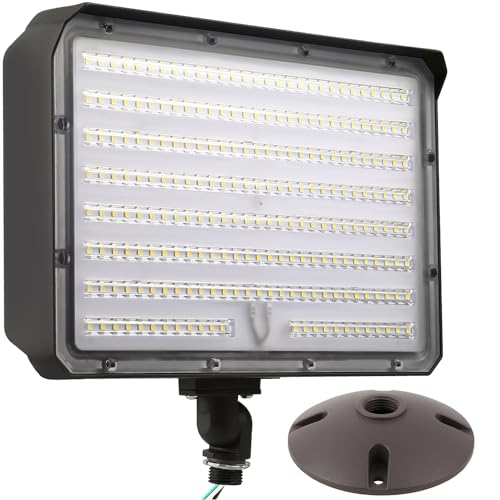 150W Outdoor LED Flood Light Dusk to Dawn with Knuckle, 21000LM 1500W Equivalent, 100-277V 5000K Daylight, ETL Commercial LED Flood Light Fixture, Outdoor Security Lighting for Landscape/Parking Lot - size: 150W