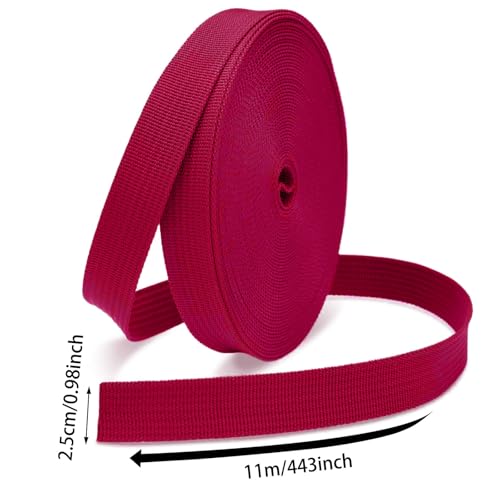 1 Inch Polypropylene Webbing Strap, 12 Yards Woven Webbing Straps for Backbag, DIY Crafting, Pet Collar, Outdoor Gear, Rose Red - color: Rose Red, size: 12 Yards