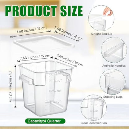 FoldTier 2 Pcs Square Food Storage Containers, White, 4 Qt - color: White, size: 4 Qt