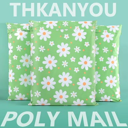 Oududianzi Large Poly Mailers 10x13, 100PCS Shipping Bags, Self-Sealing Mailers Poly Bags, Mailing Envelopes Bulk, Packaging Bags for Small Bussiness - color: Big Daisy, size: 14.5x19 - 100Pack