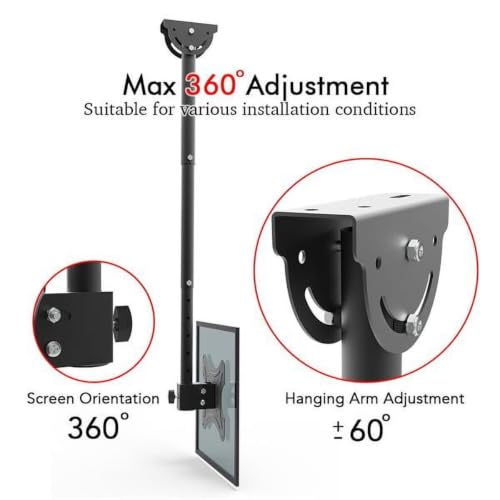 360° Swivel Ceiling TV Mount for 32‑55 Inch Screens, Adjustable Tilt Design, Holds Up to 55 Lbs for Home and Commercial Use
