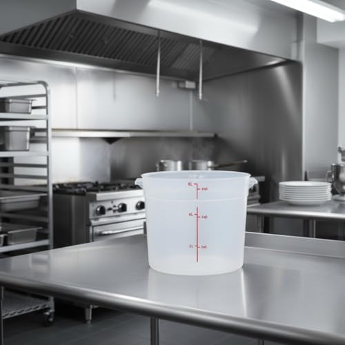 TrueCraftware- 6 Quart Round Food Storage Container Translucent Polypropylene- Commercial Reusable Food Container Canister with Measurement Markings for Meal Prep Pantry Kitchen - color: 6 Quart