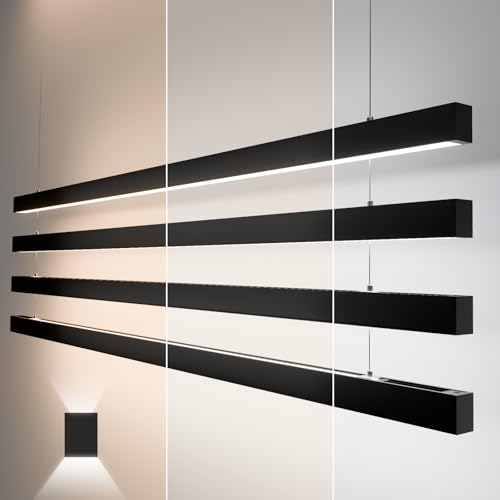8FT LED Linear Light,100/90/80/70/60W Up and Down Light,3000/4000/5000K CCT - color: Black, size: 8FT4P