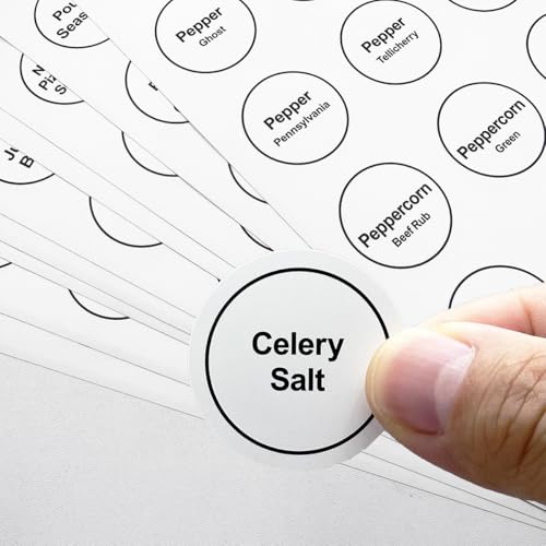 Spice Labels, 432Pcs Spice Labels Stickers 1.4in Waterproof Adhesive Round Preprinted Spice with Blank Label White Tear Resistant Sticker for Kitchen Jars Caps Food Containers Organizers (White) - color: White