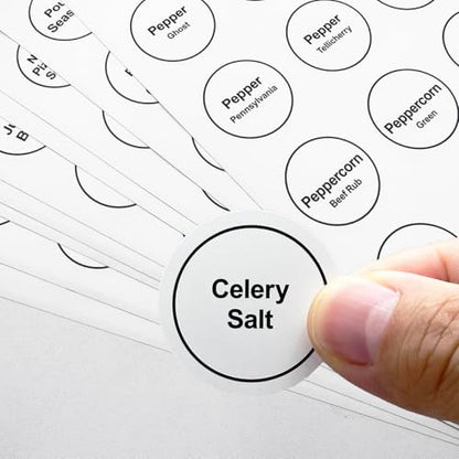 Spice Labels, 432Pcs Spice Labels Stickers 1.4in Waterproof Adhesive Round Preprinted Spice with Blank Label White Tear Resistant Sticker for Kitchen Jars Caps Food Containers Organizers (White) - color: White