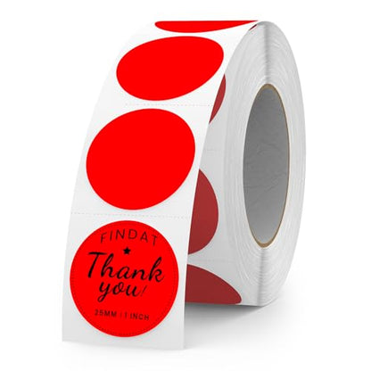 Red Round Thermal Labels 1 Inch Vinyl Printer Sticker 500 PCS - color: Red