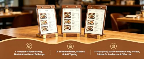 3 Pack 9.8" x 13.5" Acrylic Sign Holder with Walnut Wood Base