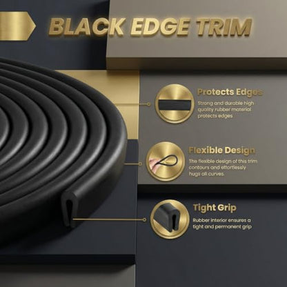 1/8" Rubber Edge Trim U Channel Protector,150 Feet Long, Black - color: Black, size: 1/8" U, 150 Feet Long, Black