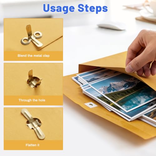 9 x 12 Expandable Manilla Envelopes with Clasp & Gummed Seal, Heavy Duty 180gsm Kraft Paper, 1.2″ Expandable Gussets, Reusable Mailer File Organizer for Documents, Contracts, Bills, Blueprints (60)