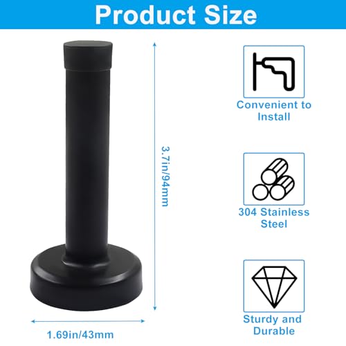 Jiozermi Black Door Stopper, 10 Pcs, Heavy Duty Wall Mounted - color: Black