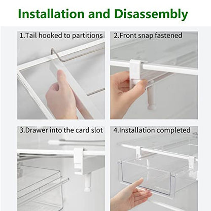 vacane Refrigerator Organizer Bins, Clear Plastic Fridge Drawer With Handle Pull Out Fridge Drawer Organizer Under Shelf Drawer For Cheese, Deli Meat, Drinks, Fruit, Vegetable, Heavy Duty-M