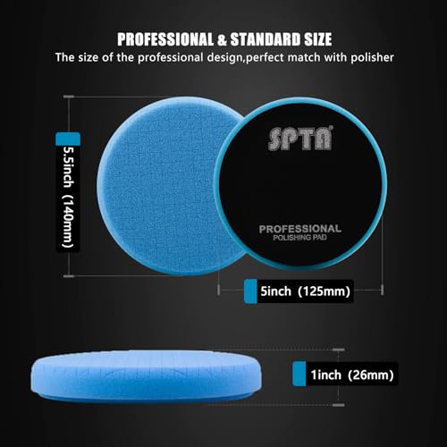 Blue T60 Moderate-Cut Foam Polishing Pads, 3Pcs 5.5 Inch Buffing Polishing Pads for 125mm Backing Plate Compound Buffing Sponge for Car Buffer Polisher Compounding, Polishing and Waxing -FPTSS5B-3 - color: 3Pcs Blue T40 Polish, size: 5.5inch