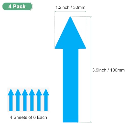 M METERXITY 4-Pack Arrow Sticker, 4 x 1 Inch/ 100 x 30 mm PVC Waterproof Self-Adhesive Directional Arrows Removable Directional Floor Decal Stickers for Wall Marking/Road Sign [Blue] - color: Blue