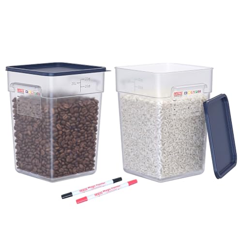 2 Pack 22 QT Commercial Food Storage Containers with Lids, BPA-Free Translucent Large Square Containers with Handles for Flour, Rice, Pet Food and Commercial Bulk Storage - size: 2 X 22.0(QT)