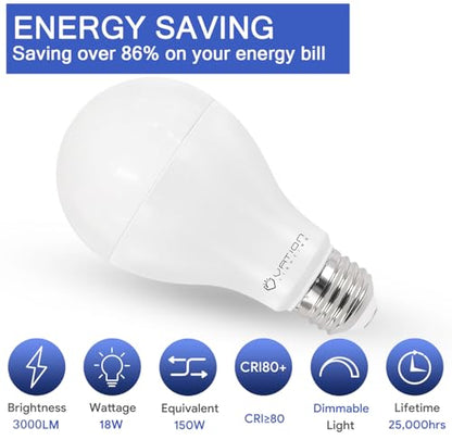 A21 18W Dimmable LED Light Bulb, 150-200 Watt, 5000K Daylight, 3000 Lumen - color: Daylight 5000k
