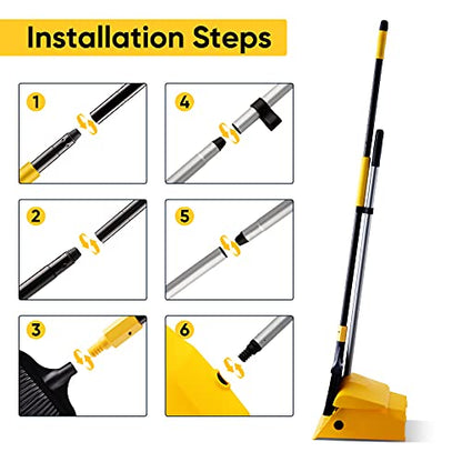 Yocada Commercial Broom and Dustpan Set with Windproof Cover 2 Plus 1