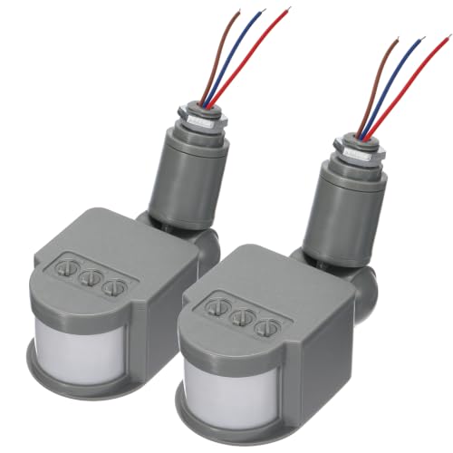 Outdoor Motion Sensor, 2Pcs Infrared PIR Motion Detector - Grey - color: Grey, size: 0.6" Hole