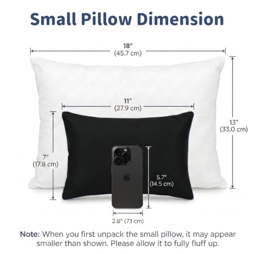 Pro Goleem 2-Pack Small Pillow, 7"x11" Soft Mini Pillow for Travel, Camping, Sleeping, Nap & Neck, Lumbar, Knee Support, for Office, Bed, Car, Air, Tiny Cushion for Kids, Pets, Adults (Black) - color: Black, 2-pack