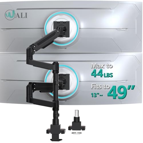 WALI Vertical Dual Monitor Arm for 13-49 inch Curved Screens, up to 44 lbs - color: Black (Dual), size: 13" to 49"