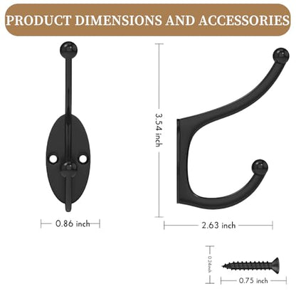 CBWLWJ 16 Pack Coat wall Hooks for Hanging, Durable Coat Hook Wall Mount, with Easy Installation Metal Closet Hooks, Living Rooms, Entrances, Bathrooms, Bedrooms(Black) - color: Black