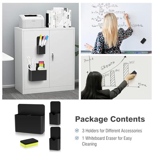MoKo Magnetic Pen Holder Set, 3-Pack with Eraser, Black - color: Black-3 Pack