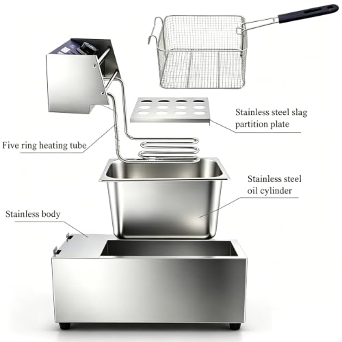 Electric Deep Fryer with Basket, Stainless Steel, 10.5Qt